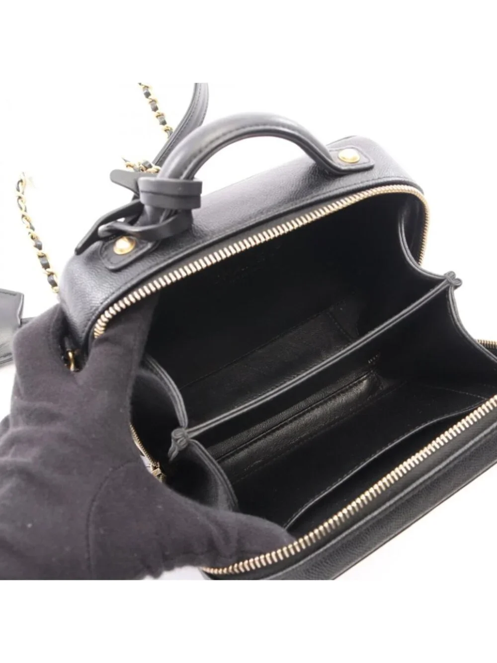Chanel Shoulder Bag CC Figry Small Vanity 2-Way Black Caviar Leather CC Quilted